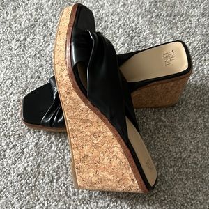 Black and cork heels